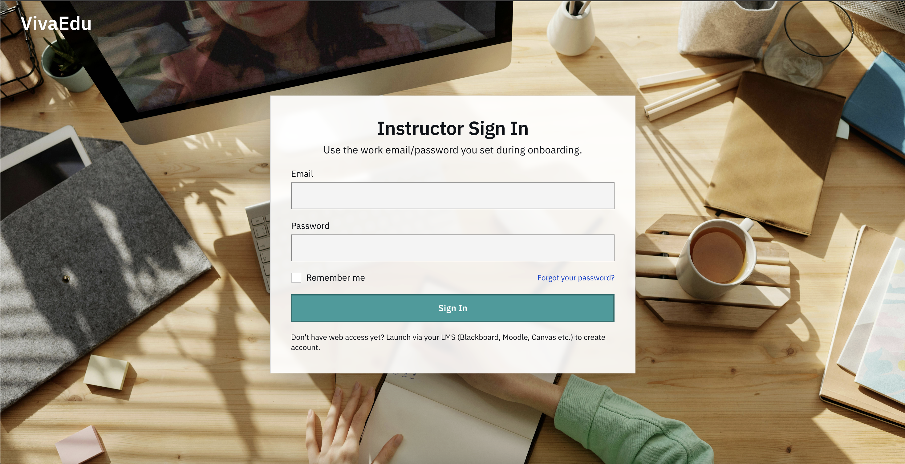 VivaEdu web login page